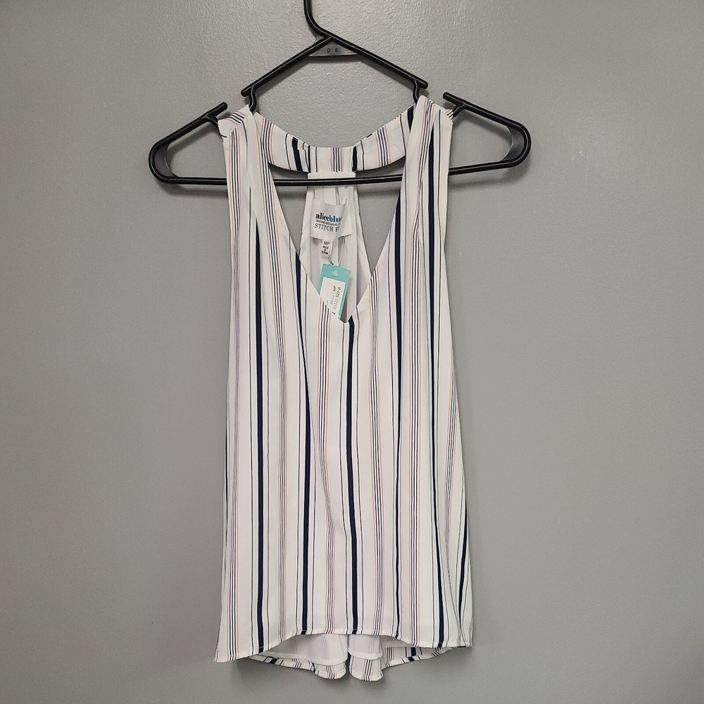 summer top  Alice Blue Stich Fix Blouse Sleeveless Tank Top  Striped Women's Med